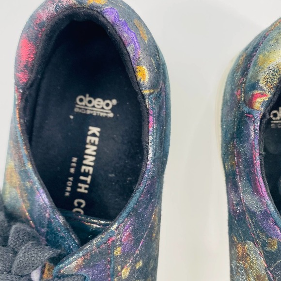 Kenneth Cole Marlow Neutral Floral Metallic Platform Sneaker 6.5 Black Pink Gold - Picture 4 of 9